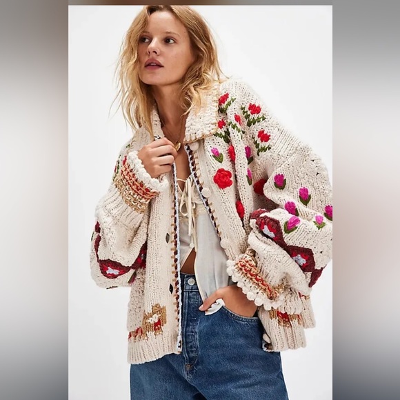 Free People Sweaters - Free People Rosebud Cardi • DISCONTINUED $298 • Small (Fits Large)